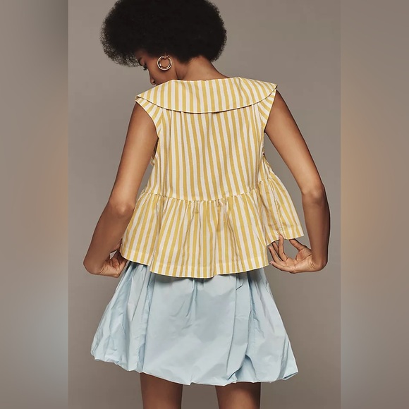 🌼ANTHROPOLGIE🌼 NWT Yellow Striped Sleeveless Top, Size XL - Picture 9 of 10